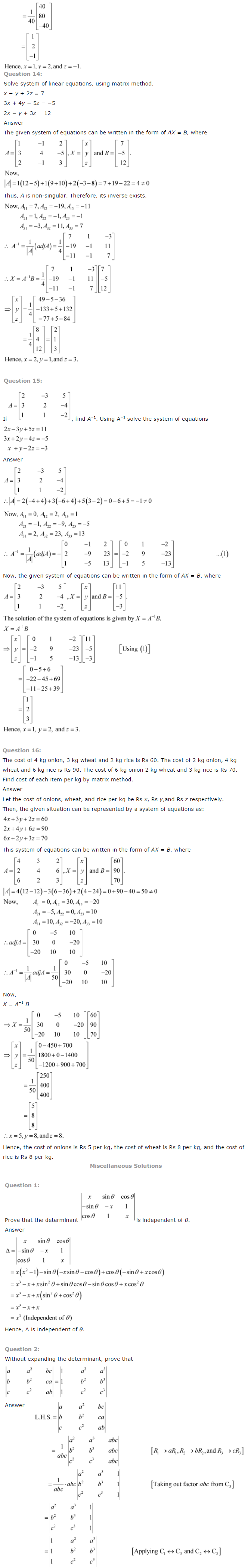 NCERT Solutions for Class 12 Maths Chapter 4 Determinants 13