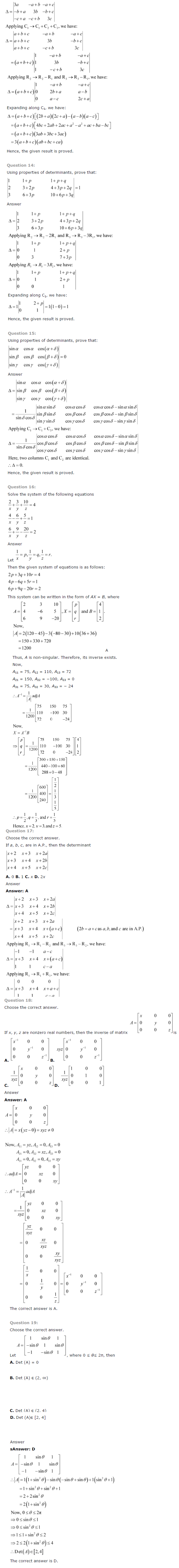 NCERT Solutions for Class 12 Maths Chapter 4 Determinants 16