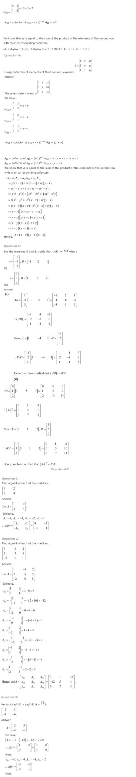 NCERT Solutions for Class 12 Maths Chapter 4 Determinants 7
