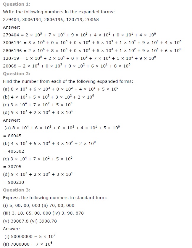 NCERT Solutions for Class 7 Maths Chapter 13 Exponents and Powers Ex 13.3 Q1