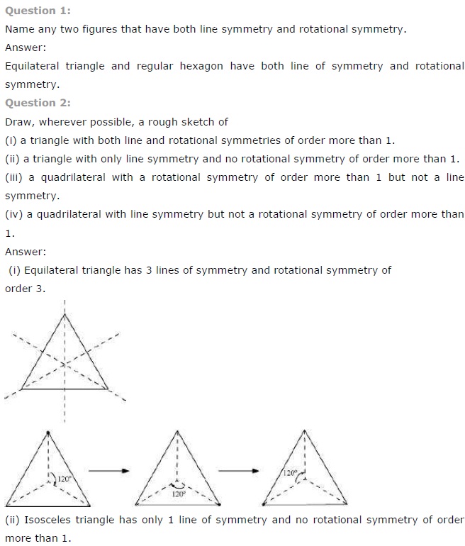 NCERT Solutions for Class 7 Maths Chapter 14 Symmetry Ex 14.3 Q1