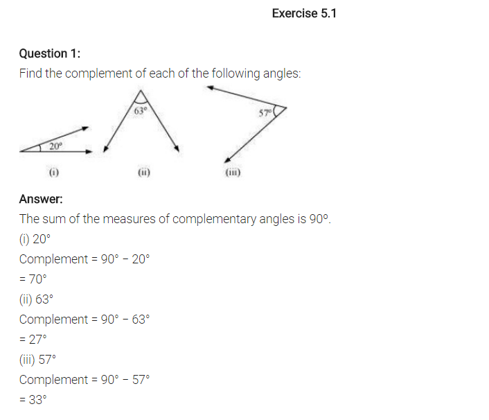 NCERT Solutions for Class 7 Maths Chapter 5 Lines and Angles Ex 5.1 Q1