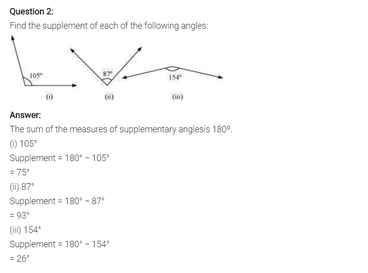 NCERT Solutions for Class 7 Maths Chapter 5 Lines and Angles Ex 5.1 Q2