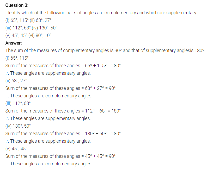 NCERT Solutions for Class 7 Maths Chapter 5 Lines and Angles Ex 5.1 Q3