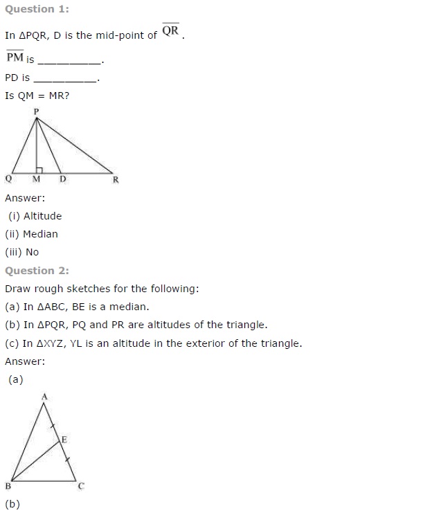 NCERT Solutions for Class 7 Maths Chapter 6 The Triangle and its Properties Ex 6.1 Q1