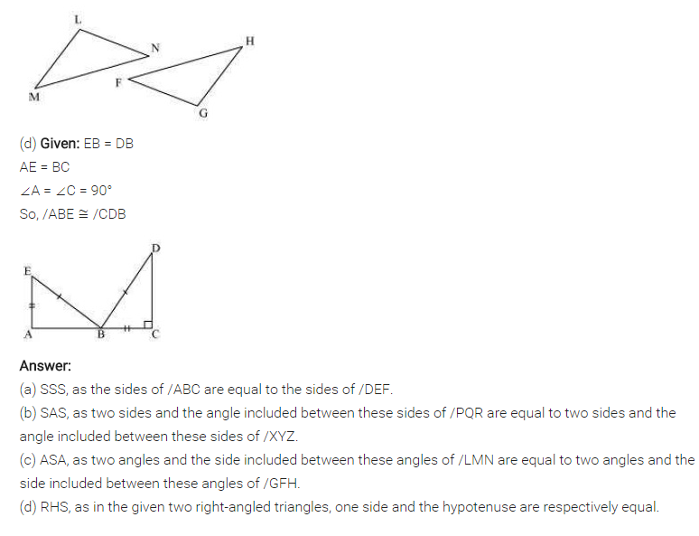 NCERT Solutions for Class 7 Maths Chapter 7 Congruence of Triangles Ex 7.2 Q1.1