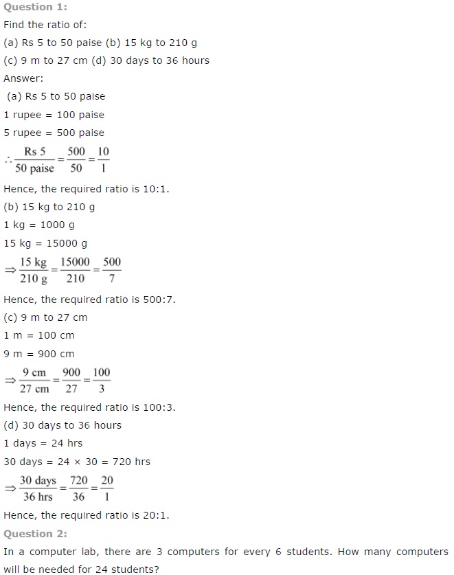 NCERT Solutions for Class 7 Maths Chapter 8 Comparing Quantities Ex 8.1 Q1