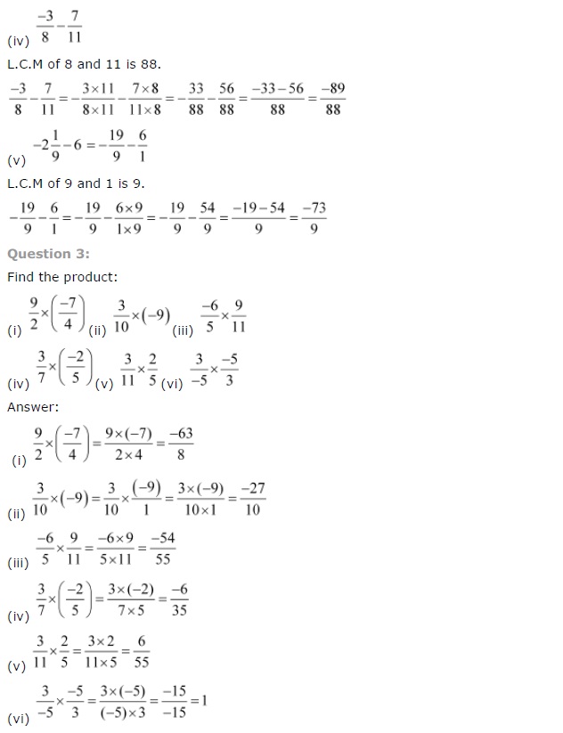 NCERT Solutions for Class 7 Maths Chapter 9 Rational Numbers Ex 9.2 Q3
