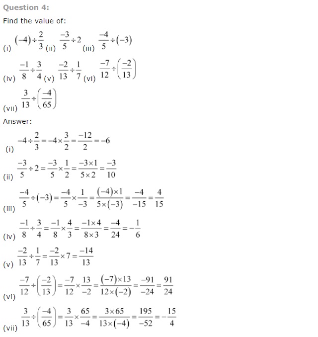 NCERT Solutions for Class 7 Maths Chapter 9 Rational Numbers Ex 9.2 Q4