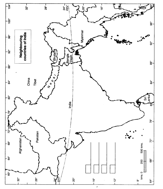 NCERT Solutions for Class 6 Social Science Geography Chapter 7 Our Country India Map Skills Q1