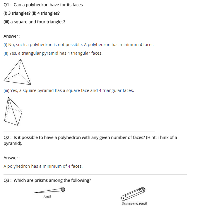 NCERT Solutions for Class 8 Maths Chapter 10 Visualising Solid Shapes Ex 10.3 q-1