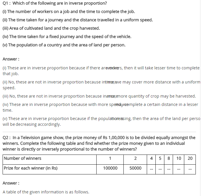 NCERT Solutions for Class 8 Maths Chapter 13 Direct and Inverse Proportions Ex 13.2 q-1