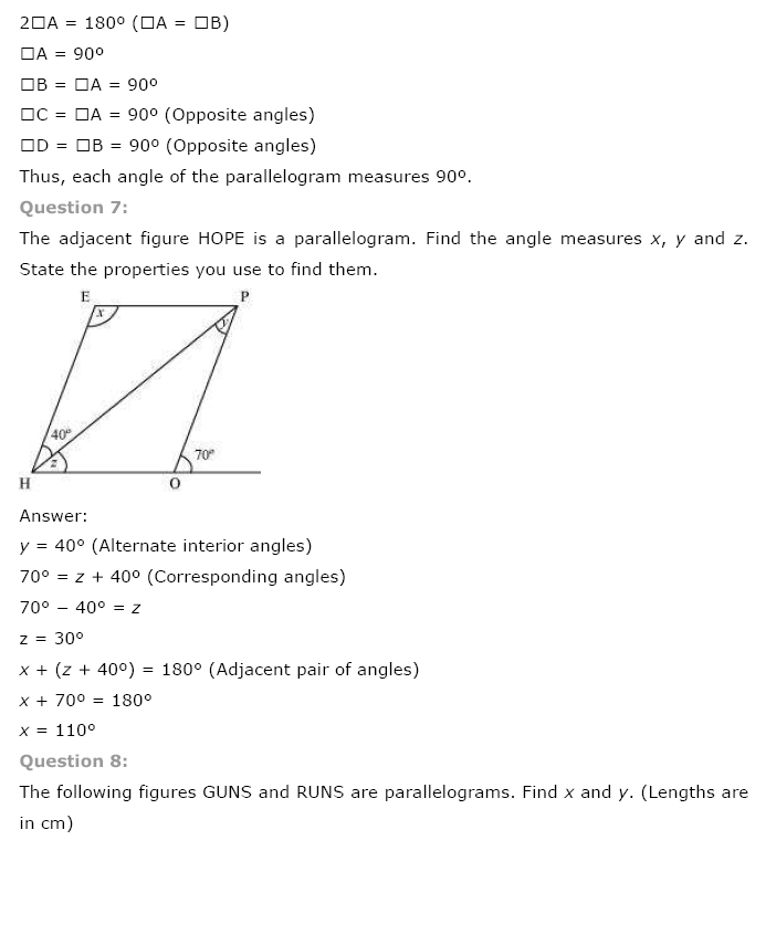 NCERT Solutions for Class 8 Maths Chapter 3 Understanding Quadrilaterals Ex 3.3 q-7