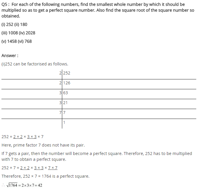 NCERT Solutions for Class 8 Maths Chapter 6 Squares and Square Roots Ex 6.3 Q5
