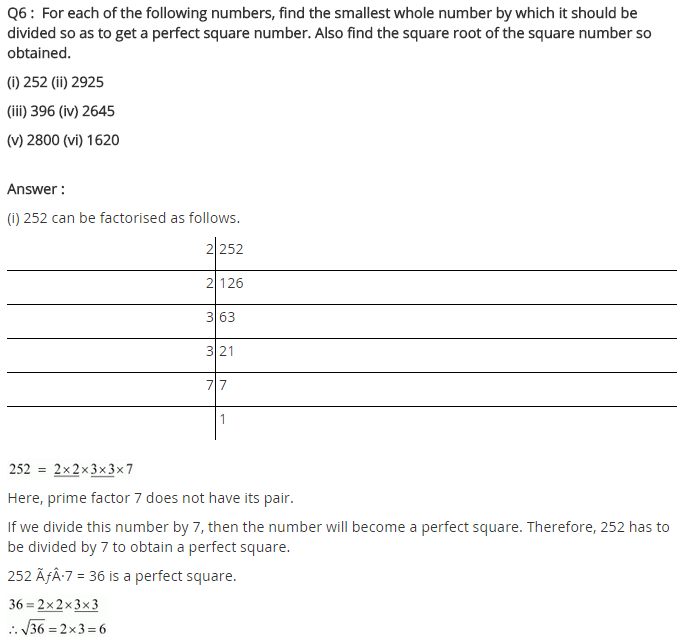 NCERT Solutions for Class 8 Maths Chapter 6 Squares and Square Roots Ex 6.3 Q6