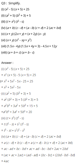 NCERT Solutions for Class 8 Maths Chapter 9 Algebraic Expressions and Identities Ex 9.4 q-3