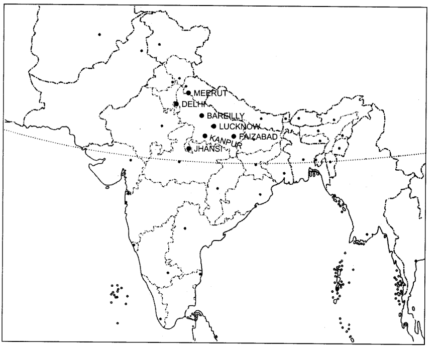 NCERT Solutions for Class 8 Social Science History Chapter 5 When People Rebel Map Skills Q1