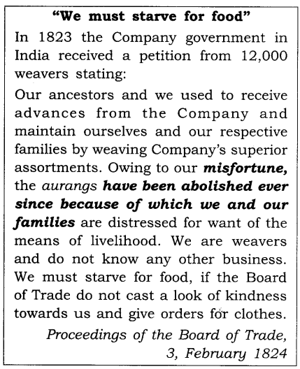 NCERT Solutions for Class 8 Social Science History Chapter 7 Weavers, Iron Smelters and Factory Owners Source Based Questions Q1