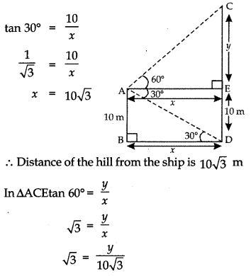 Some Applications of Trigonometry Class 10 Extra Questions Maths Chapter 9 with Solutions 11