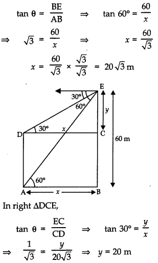Some Applications of Trigonometry Class 10 Extra Questions Maths Chapter 9 with Solutions 17