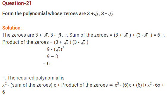 Polynomials Class 10 Extra Questions Maths Chapter 2 Q21