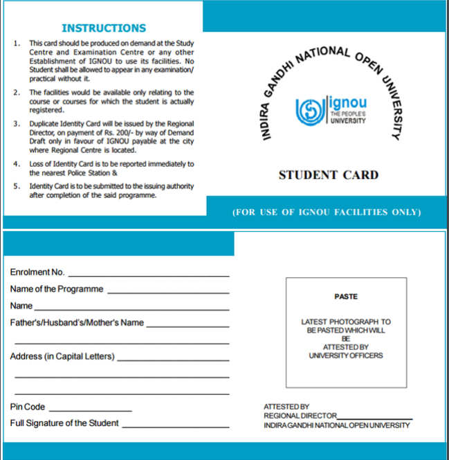 IGNOU Student ID Card Download