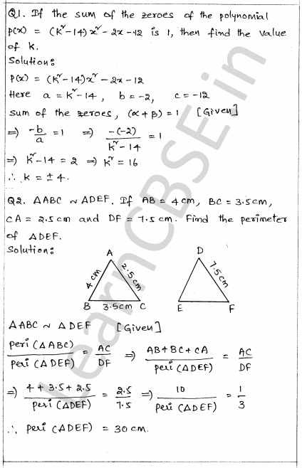 Solved CBSE Sample Papers for Class 10 Maths Paper 1 1