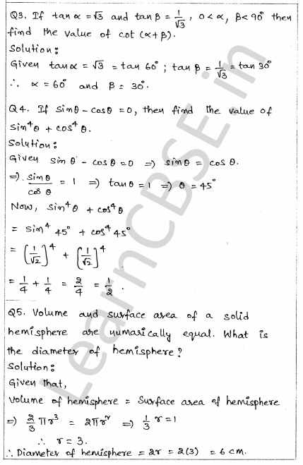 Solved CBSE Sample Papers for Class 10 Maths Paper 1 2