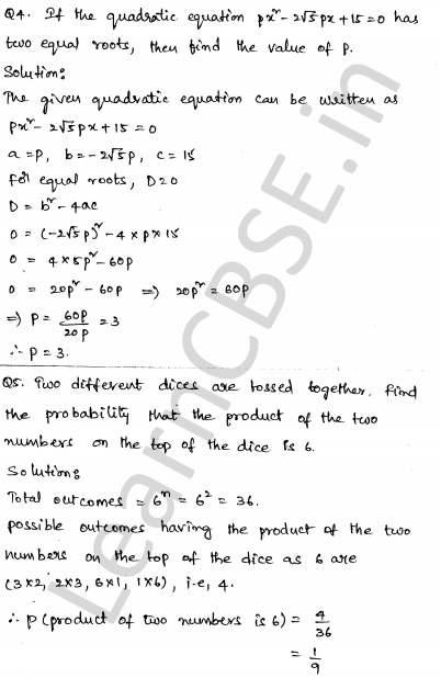 Solved CBSE Sample Papers for Class 10 Maths Set 6 1.2