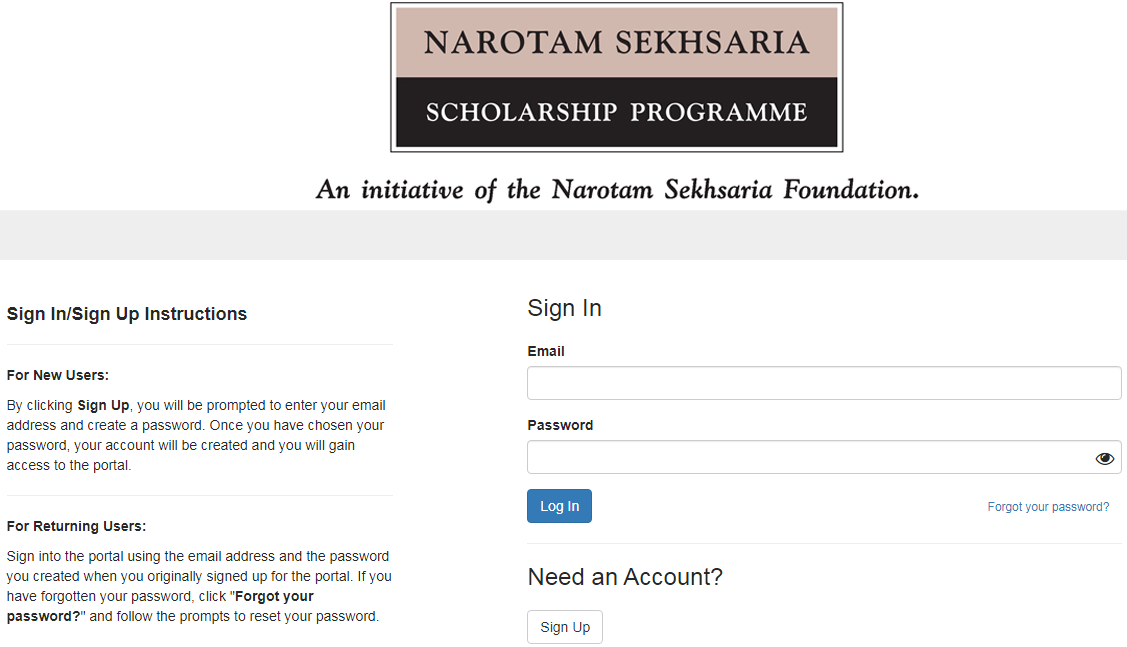 NAROTAM SEKHSARIA Scholarship Programme