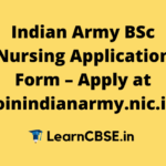 Indian Army BSc Nursing Application Form