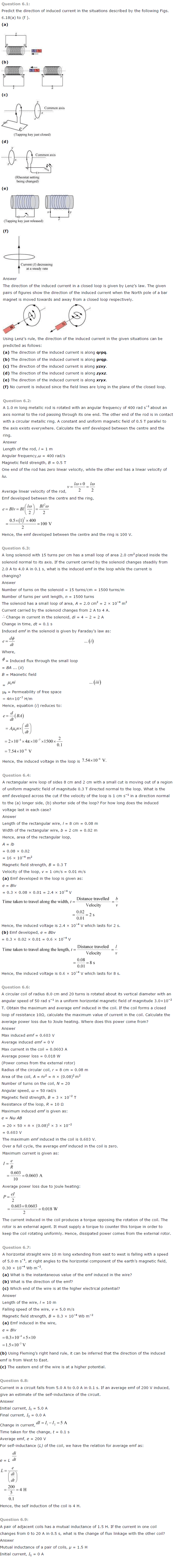 NCERT Solutions For Class 12 Physics Chapter 6 Electromagnetic Induction 1