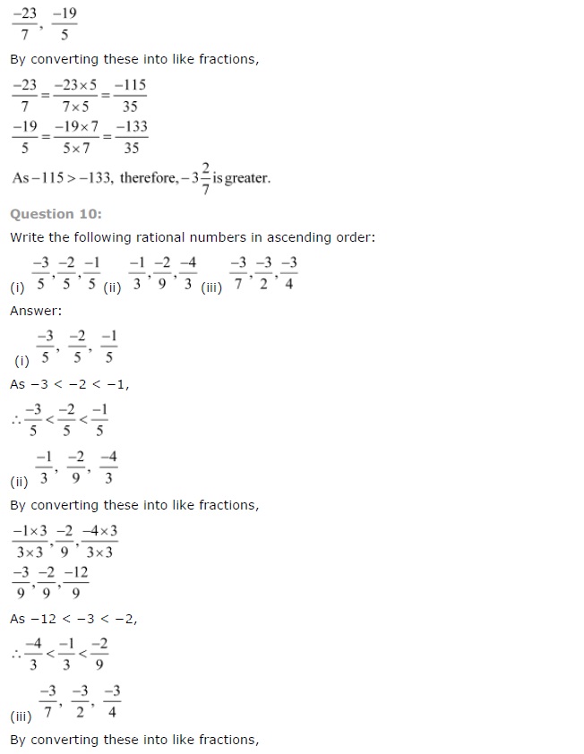 NCERT Solutions for Class 7 Maths Chapter 9 Rational Numbers Ex 9.1 Q11