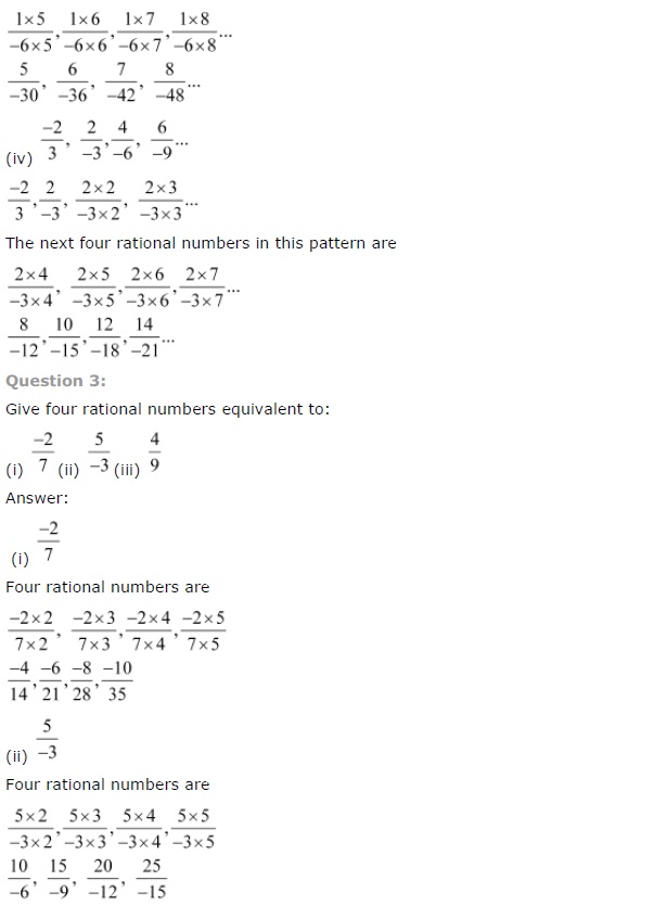 NCERT Solutions for Class 7 Maths Chapter 9 Rational Numbers Ex 9.1 Q3