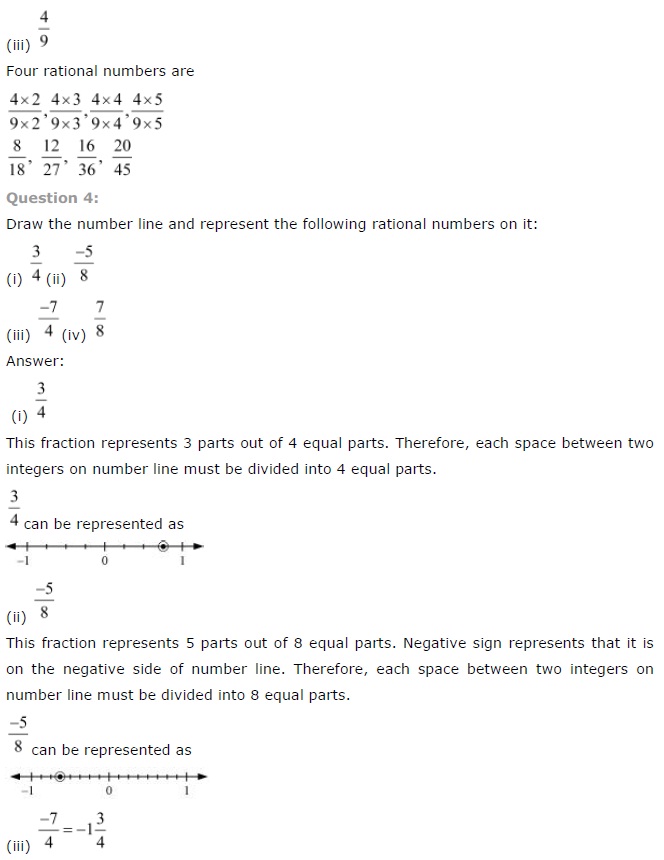 NCERT Solutions for Class 7 Maths Chapter 9 Rational Numbers Ex 9.1 Q4
