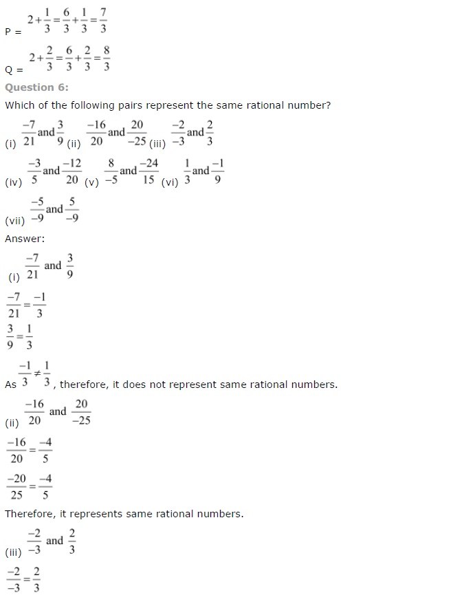 NCERT Solutions for Class 7 Maths Chapter 9 Rational Numbers Ex 9.1 Q6