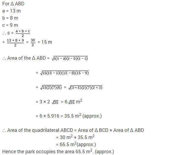 NCERT Solutions for Class 9 Maths Chapter 12 Heron's Formula Ex 12.2 A1.1