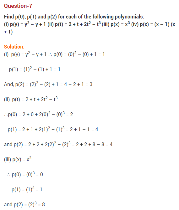 NCERT Solutions for Class 9 Maths Chapter 2 Polynomials Ex 2.2 Q7