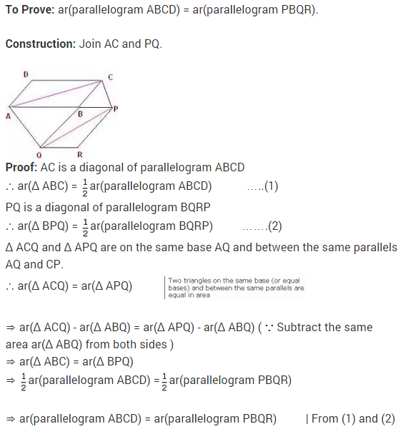 NCERT Solutions for Class 9 Maths Chapter 9 Areas of Parallelograms and Triangles Ex 9.3 A9.1