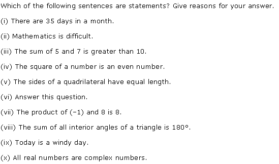 NCERT Solutions for Class 11 Maths Chapter 14 Mathematical Reasoning Ex 14.1 Q1