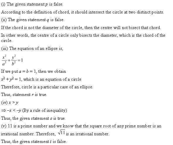 NCERT Solutions for Class 11 Maths Chapter 14 Mathematical Reasoning Ex 14.5 Q5.1